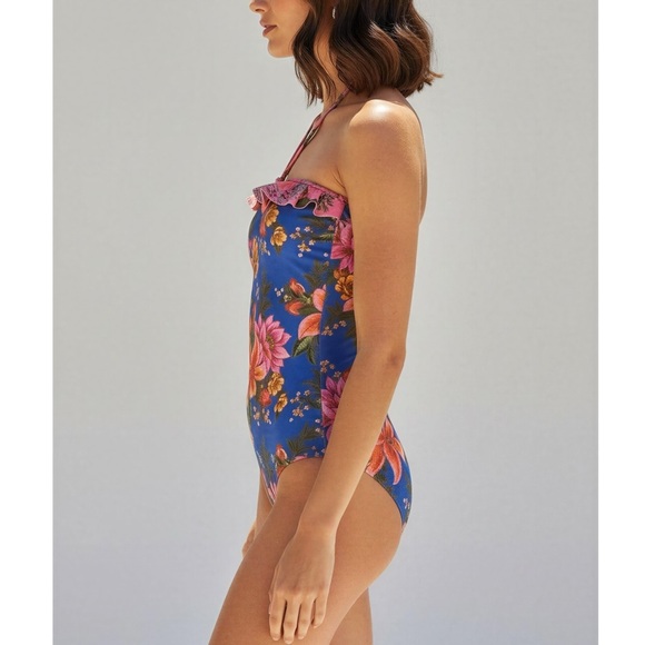 FARM RIO Summer Fruit One Piece Swim, Blue, Medium - Picture 2 of 11